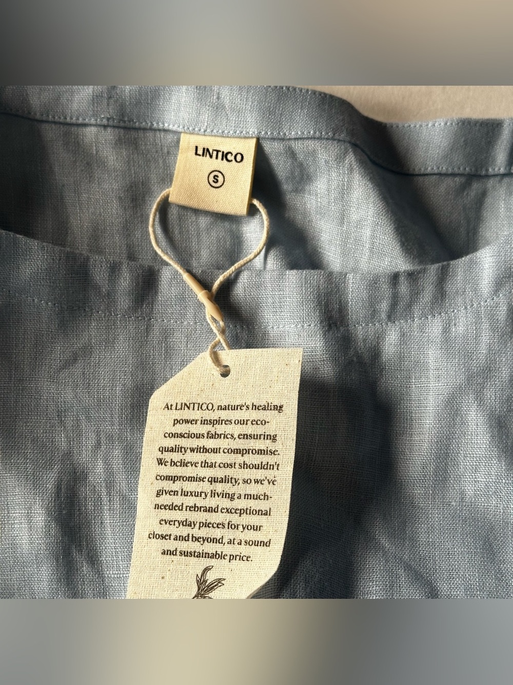 NWT Lintico Women’s 100% Linen ,Midi , Blue Lagenlook Minimalist peasant Sz S - Picture 3 of 5